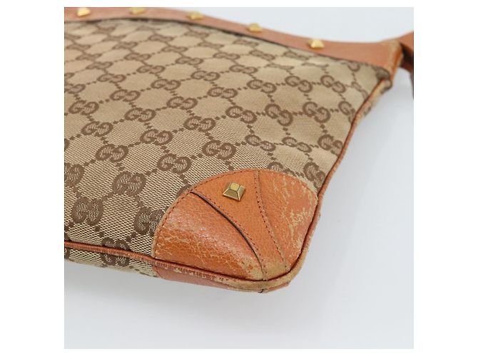 Borsa a Spalla GUCCI GG Canvas Beige Oro 120893 Auth 183669 D'oro - vista 10