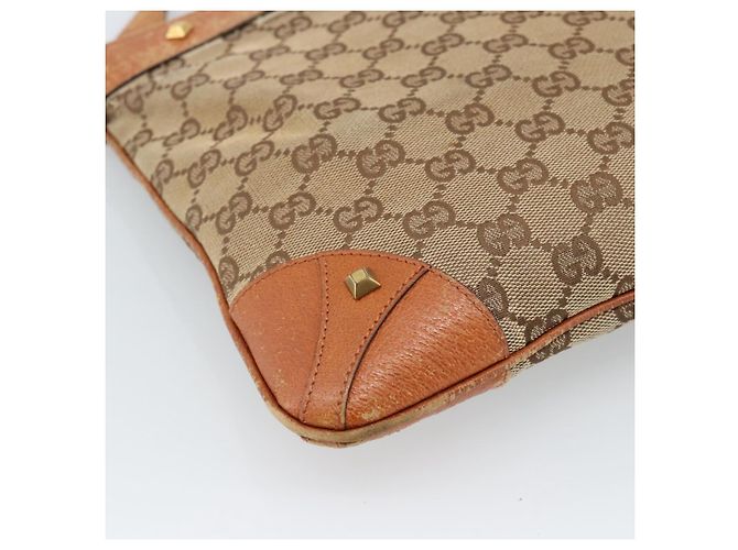 Borsa a Spalla GUCCI GG Canvas Beige Oro 120893 Auth 183669 D'oro - vista 11