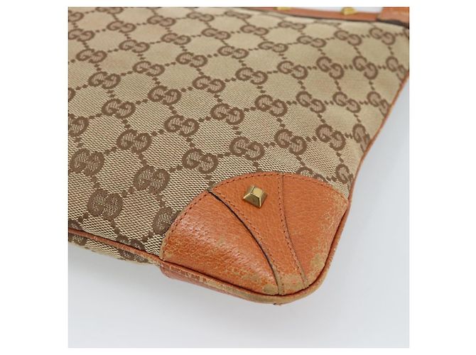Borsa a Spalla GUCCI GG Canvas Beige Oro 120893 Auth 183669 D'oro - vista 12