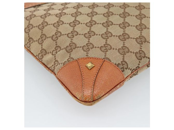 Borsa a Spalla GUCCI GG Canvas Beige Oro 120893 Auth 183669 D'oro - vista 13
