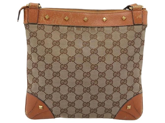 Borsa a Spalla GUCCI GG Canvas Beige Oro 120893 Auth 183669 D'oro - vista 3