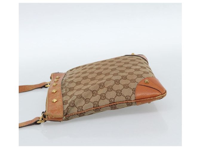 Borsa a Spalla GUCCI GG Canvas Beige Oro 120893 Auth 183669 D'oro - vista 4