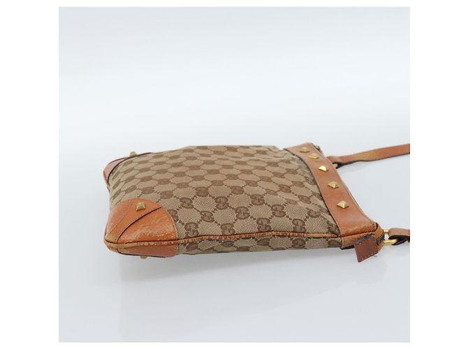 Borsa a Spalla GUCCI GG Canvas Beige Oro 120893 Auth 183669 D'oro - vista 5