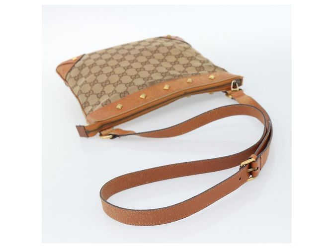 Borsa a Spalla GUCCI GG Canvas Beige Oro 120893 Auth 183669 D'oro - vista 7