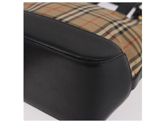 Borsa BURBERRY Nova Check in tela Beige Gold Auth 183831 D'oro - vista 13