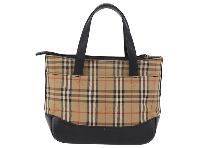 Borsa BURBERRY Nova Check in tela Beige Gold Auth 183831 D'oro - vista 3