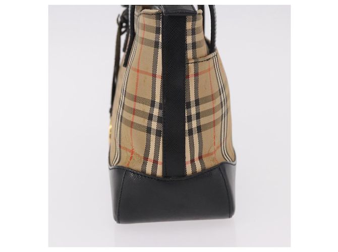 Borsa BURBERRY Nova Check in tela Beige Gold Auth 183831 D'oro - vista 4
