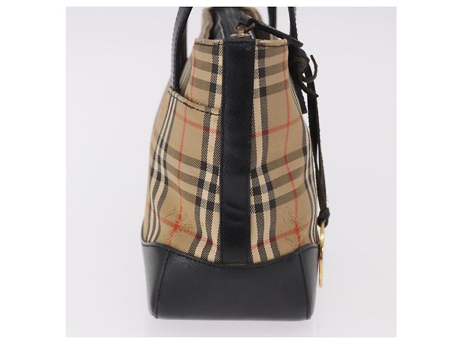 Borsa BURBERRY Nova Check in tela Beige Gold Auth 183831 D'oro - vista 5