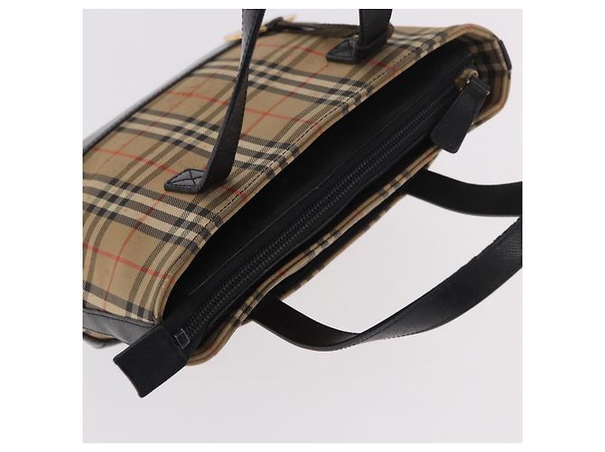 Borsa BURBERRY Nova Check in tela Beige Gold Auth 183831 D'oro - vista 6
