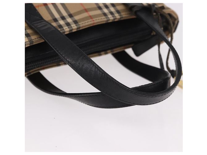 Borsa BURBERRY Nova Check in tela Beige Gold Auth 183831 D'oro - vista 7