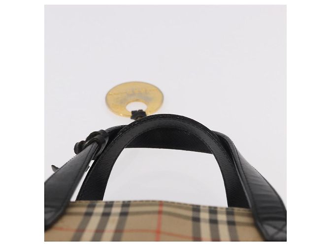 Borsa BURBERRY Nova Check in tela Beige Gold Auth 183831 D'oro - vista 8