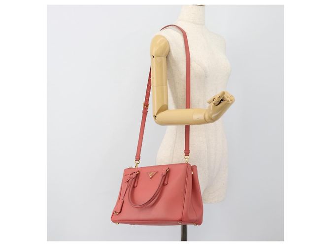 Bolsa PRADA Galleria em couro Safiano 2way Rosa Ouro Auth 183648V Dourado - vista 30
