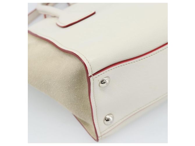 Borsa PRADA in pelle 2way Bianco Argento Auth 183712M - vista 15