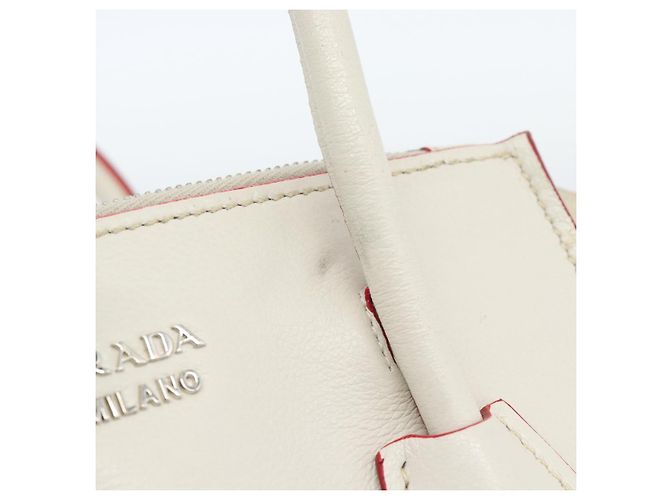Borsa PRADA in pelle 2way Bianco Argento Auth 183712M - vista 16