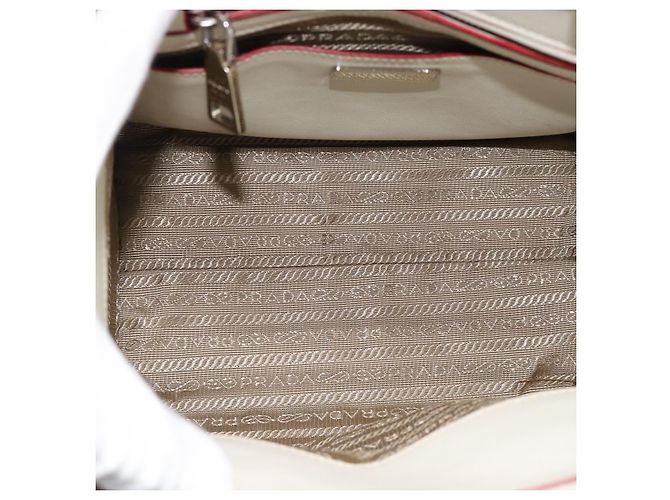 Borsa PRADA in pelle 2way Bianco Argento Auth 183712M - vista 19