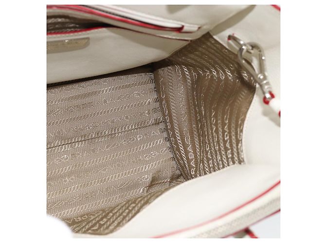 Borsa PRADA in pelle 2way Bianco Argento Auth 183712M - vista 20