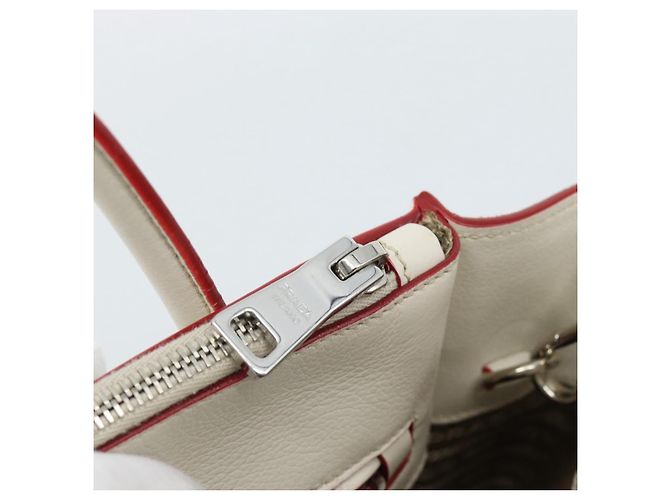 Borsa PRADA in pelle 2way Bianco Argento Auth 183712M - vista 27