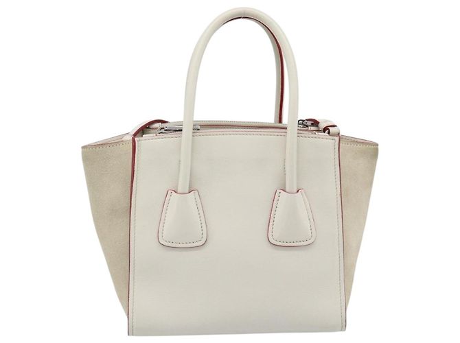 Borsa PRADA in pelle 2way Bianco Argento Auth 183712M - vista 3
