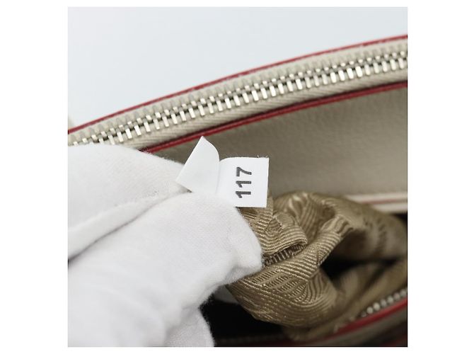 Borsa PRADA in pelle 2way Bianco Argento Auth 183712M - vista 30