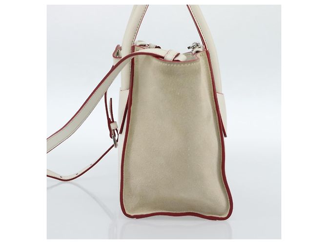 Borsa PRADA in pelle 2way Bianco Argento Auth 183712M - vista 5
