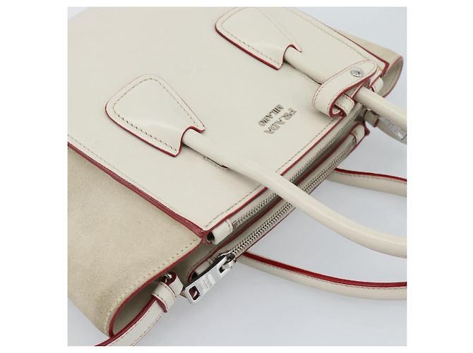 Borsa PRADA in pelle 2way Bianco Argento Auth 183712M - vista 6