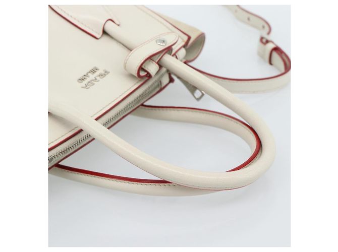 Borsa PRADA in pelle 2way Bianco Argento Auth 183712M - vista 7
