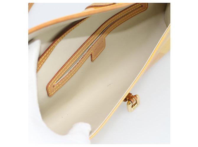 LOUIS VUITTON Monogram Vernis Pochette Fleur Bag Yellow M91118 LV Auth ka4561 Giallo - vista 11