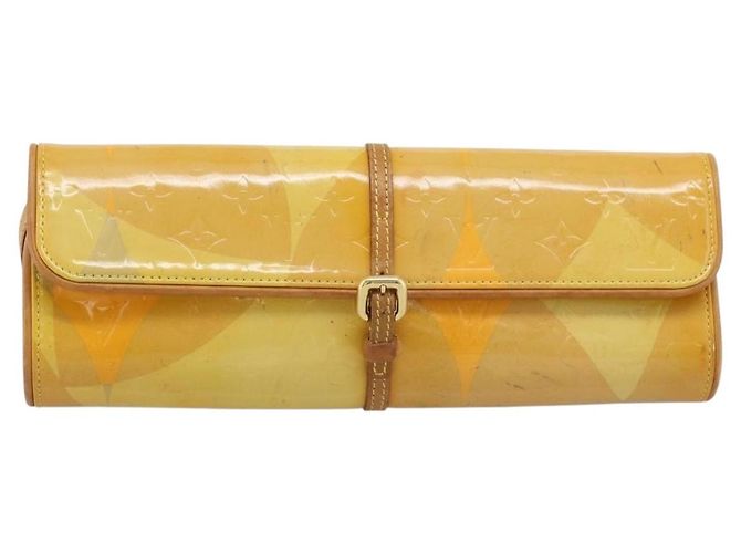 LOUIS VUITTON Monogram Vernis Pochette Fleur Bag Yellow M91118 LV Auth ka4561 Giallo - vista 13