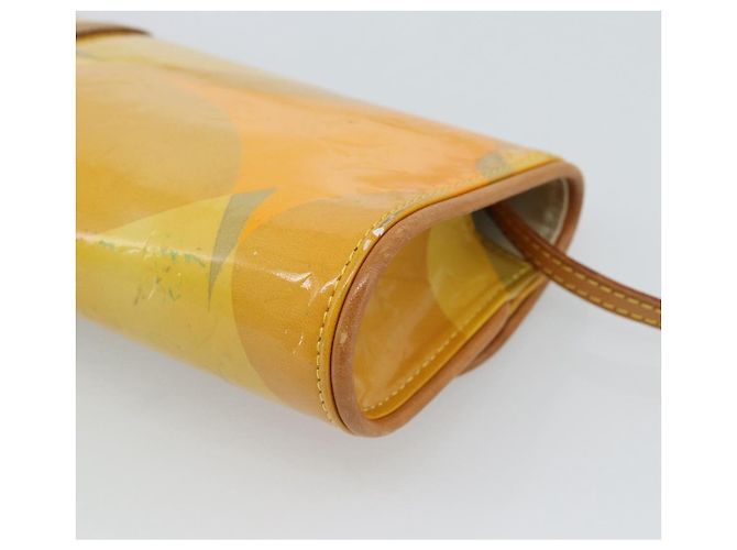 LOUIS VUITTON Monogram Vernis Pochette Fleur Bag Yellow M91118 LV Auth ka4561 Giallo - vista 16