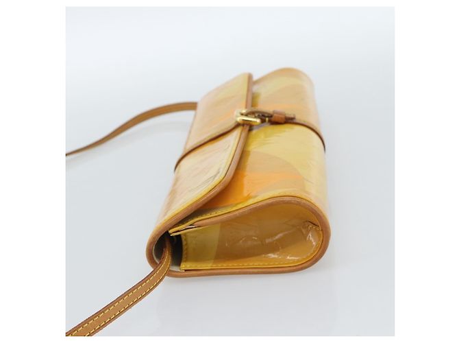 LOUIS VUITTON Monogram Vernis Pochette Fleur Bag Yellow M91118 LV Auth ka4561 Giallo - vista 3