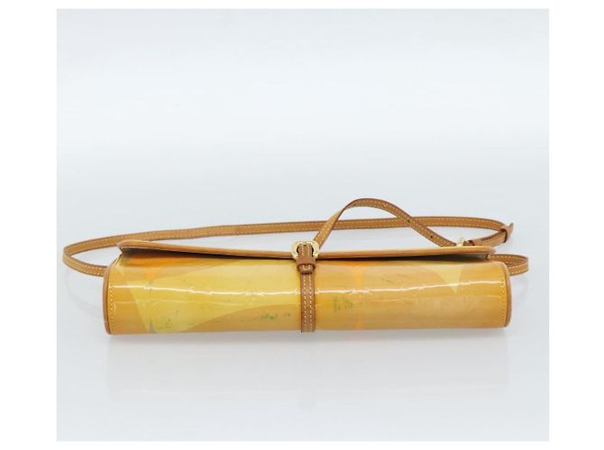 LOUIS VUITTON Monogram Vernis Pochette Fleur Bag Yellow M91118 LV Auth ka4561 Giallo - vista 5