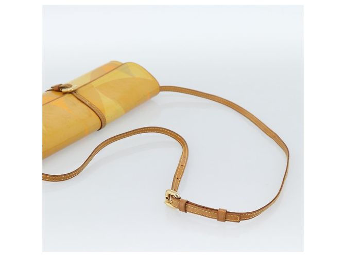 LOUIS VUITTON Monogram Vernis Pochette Fleur Bag Yellow M91118 LV Auth ka4561 Giallo - vista 7