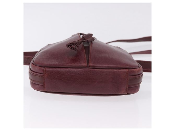 CARTIER Must Line Shoulder Bag Leather Bordeaux Gold Auth gh2065 Golden Dark red - view 10