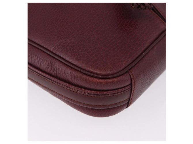 CARTIER Must Line Shoulder Bag Leather Bordeaux Gold Auth gh2065 Golden Dark red - view 11