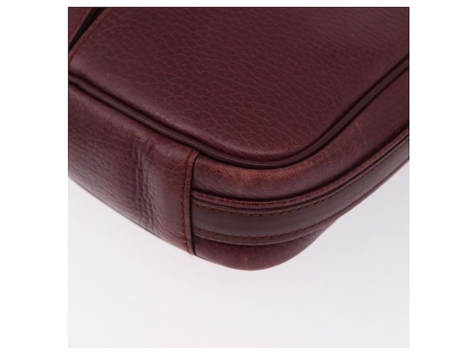 CARTIER Must Line Shoulder Bag Leather Bordeaux Gold Auth gh2065 Golden Dark red - view 12