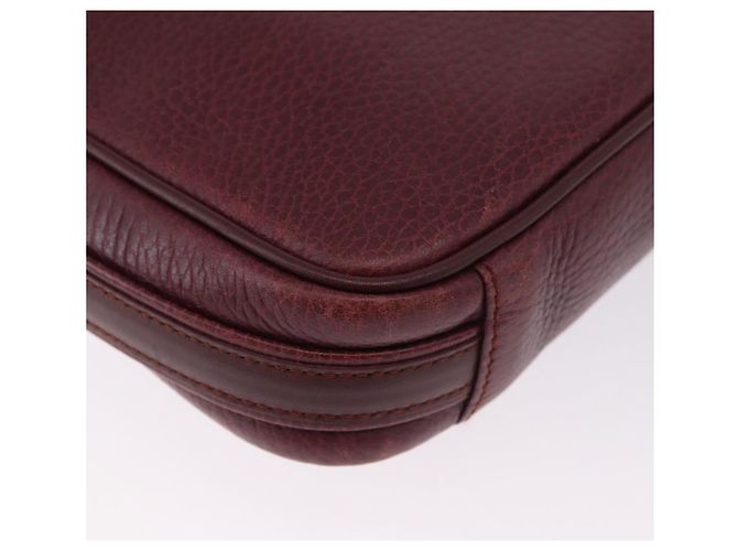 CARTIER Must Line Shoulder Bag Leather Bordeaux Gold Auth gh2065 Golden Dark red - view 13