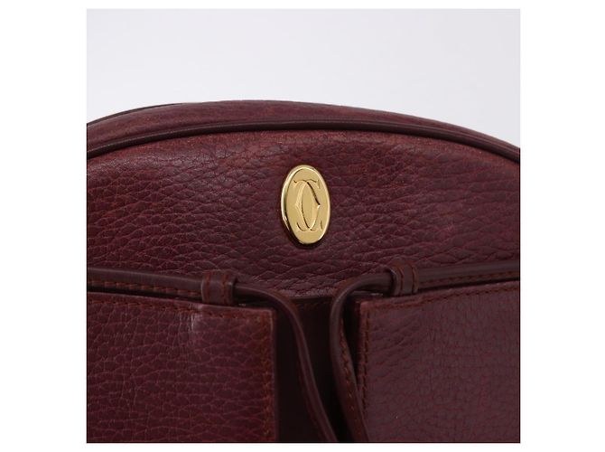 CARTIER Must Line Shoulder Bag Leather Bordeaux Gold Auth gh2065 Golden Dark red - view 15