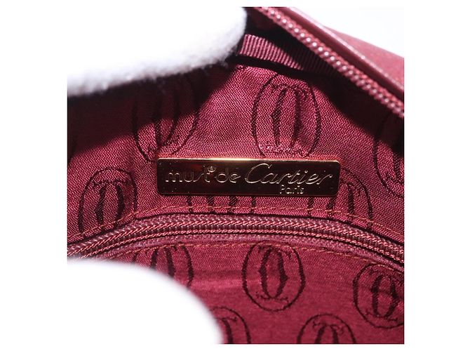 CARTIER Must Line Shoulder Bag Leather Bordeaux Gold Auth gh2065 Golden Dark red - view 17