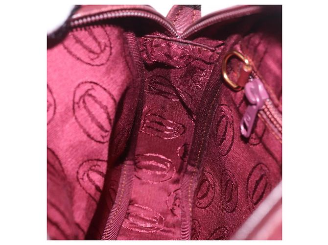 CARTIER Must Line Shoulder Bag Leather Bordeaux Gold Auth gh2065 Golden Dark red - view 20