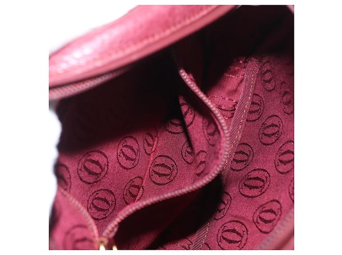 CARTIER Must Line Shoulder Bag Leather Bordeaux Gold Auth gh2065 Golden Dark red - view 22