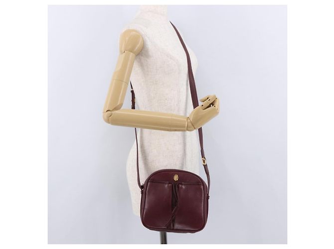 CARTIER Must Line Shoulder Bag Leather Bordeaux Gold Auth gh2065 Golden Dark red - view 24