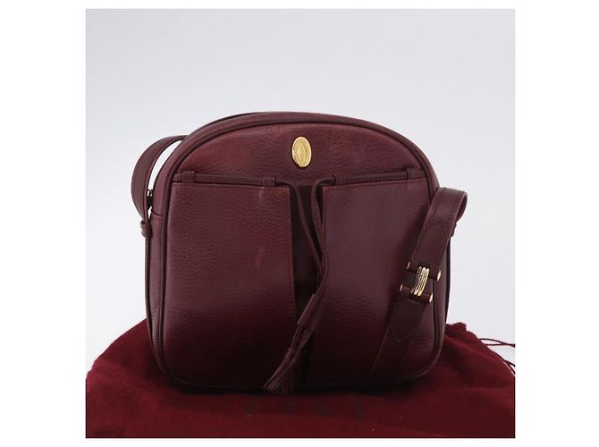 CARTIER Must Line Shoulder Bag Leather Bordeaux Gold Auth gh2065 Golden Dark red - view 25