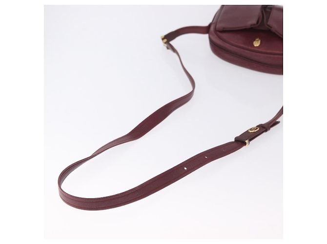 CARTIER Must Line Shoulder Bag Leather Bordeaux Gold Auth gh2065 Golden Dark red - view 8