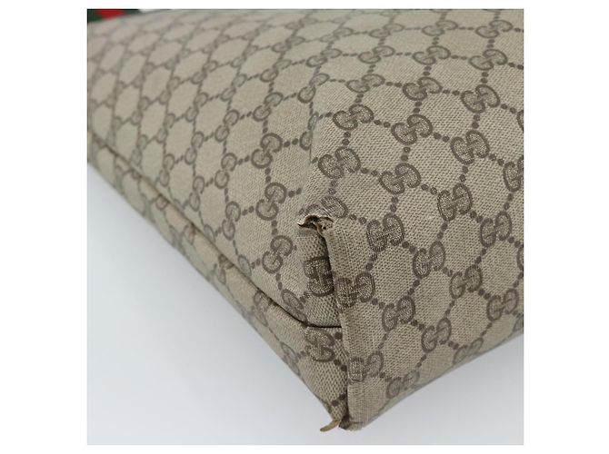 Borsa Tote GUCCI GG Supreme Web Sherry Line PVC Beige Red 39 02 003 Auth 183400 - vista 13