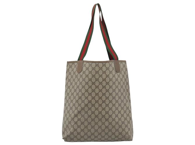 Borsa Tote GUCCI GG Supreme Web Sherry Line PVC Beige Red 39 02 003 Auth 183400 - vista 3