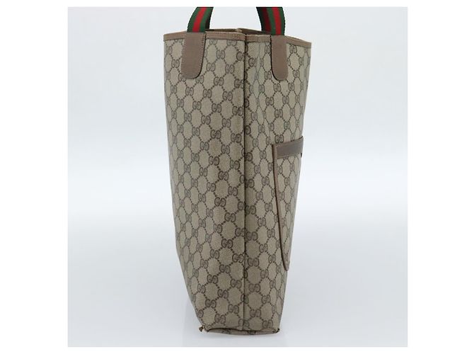 Borsa Tote GUCCI GG Supreme Web Sherry Line PVC Beige Red 39 02 003 Auth 183400 - vista 4
