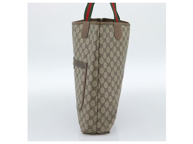 Borsa Tote GUCCI GG Supreme Web Sherry Line PVC Beige Red 39 02 003 Auth 183400 - vista 5