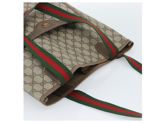 Borsa Tote GUCCI GG Supreme Web Sherry Line PVC Beige Red 39 02 003 Auth 183400 - vista 6