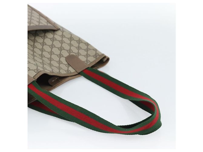 Borsa Tote GUCCI GG Supreme Web Sherry Line PVC Beige Red 39 02 003 Auth 183400 - vista 7