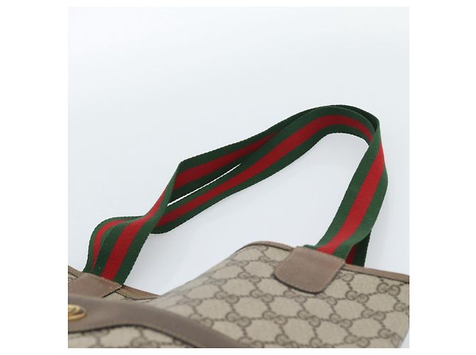 Borsa Tote GUCCI GG Supreme Web Sherry Line PVC Beige Red 39 02 003 Auth 183400 - vista 8